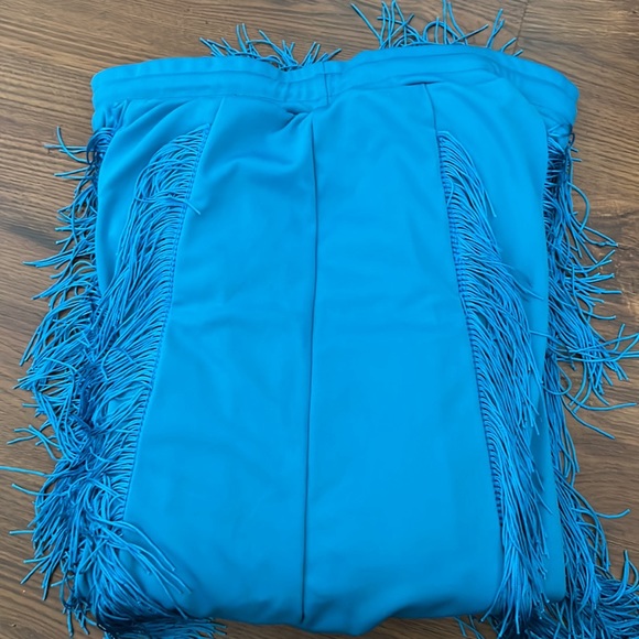 Turquoise Casual Tank Top & Tassel Decor Drawstring Pants Set - Picture 4 of 6